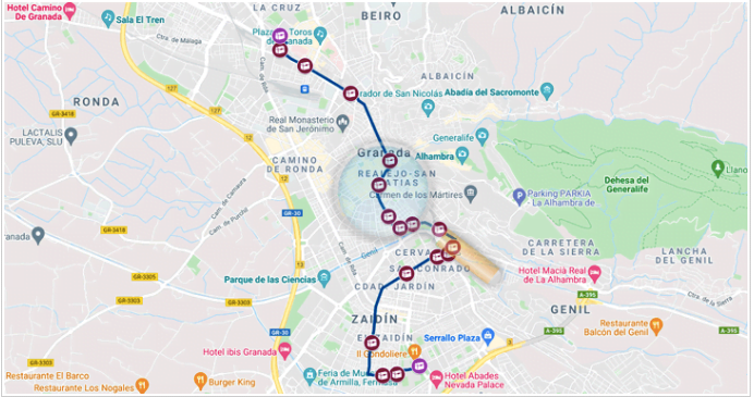 Mapa recorrido cabalgata granada 2022